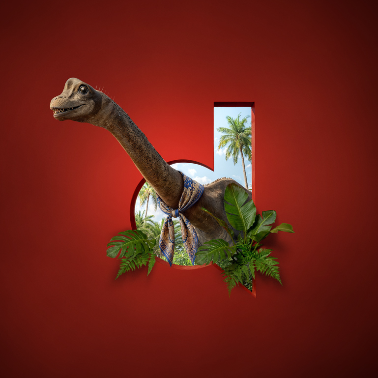 Ein Brachiosaurus mit einem Halstuch