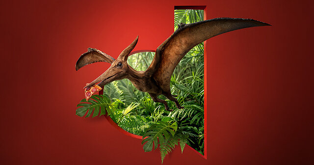 Dino fliegt aus dem d-Marker