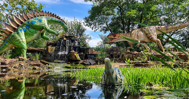 Verschiedene Dinos stehen im Dino Park
