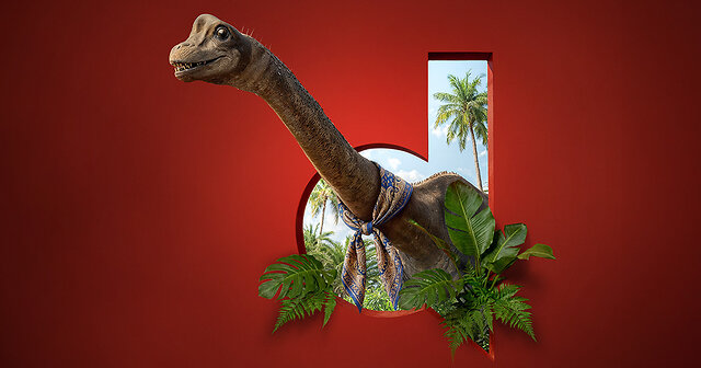 Dino schaut aus dem d-Marker